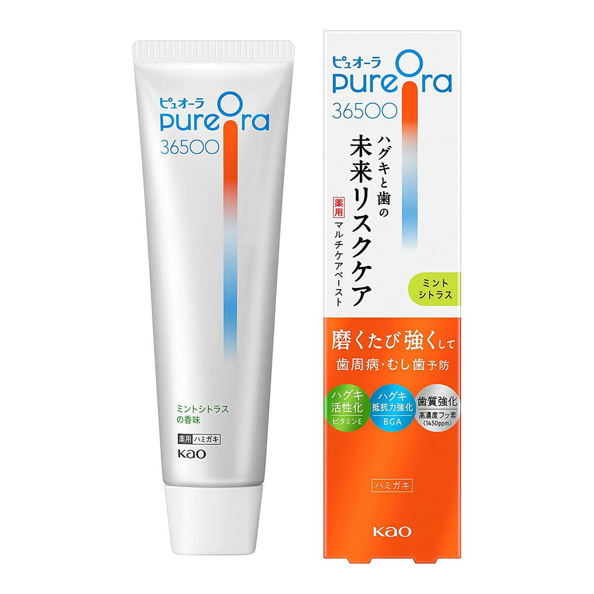 【送料込・まとめ買い×8個セット】花王 Kao ピュオーラ PureOra 36500 薬用 マルチケアペーストハミガキ ミントシトラス 85g 医薬部外品 薬用ハミガキ