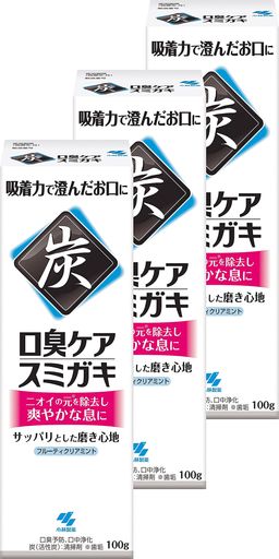 【まとめ買い】スミガキ 炭配合(清掃剤) 口臭予防 歯みがき フルーティクリアミントの香り 100G×3個