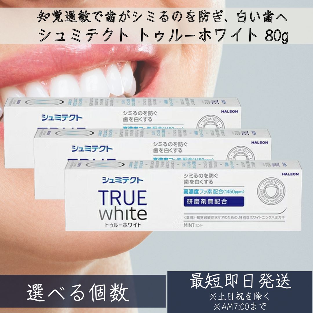 【シュミテクト】 Haleonジャパン シュミテクト トゥルーホワイト 80g ミントフレーバー 高濃度フッ素配合＜1450ppm＞ ホワイトニング 歯磨き粉 ハミガキ 知覚過敏 歯がシミる ムシ歯予防 むし歯