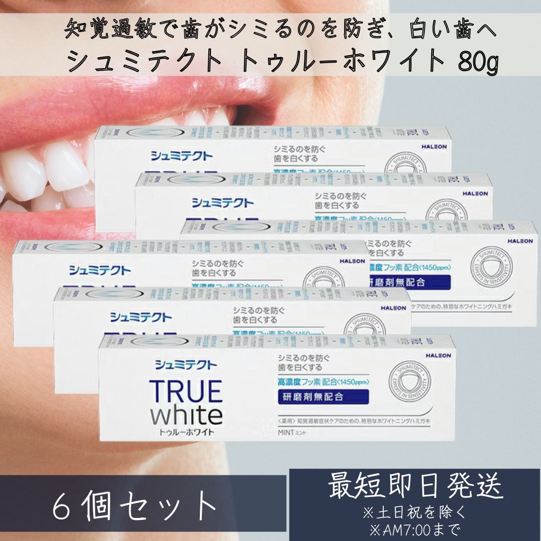 【シュミテクト】 Haleonジャパン シュミテクト トゥルーホワイト 80g 6個セット ミントフレーバー 高濃度フッ素配合＜1450ppm＞ ホワイトニング ハミガキ 知覚過敏 歯がシミる むし歯